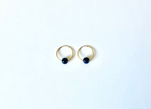 NAVY WOOD SMALL ORB EARRINGS