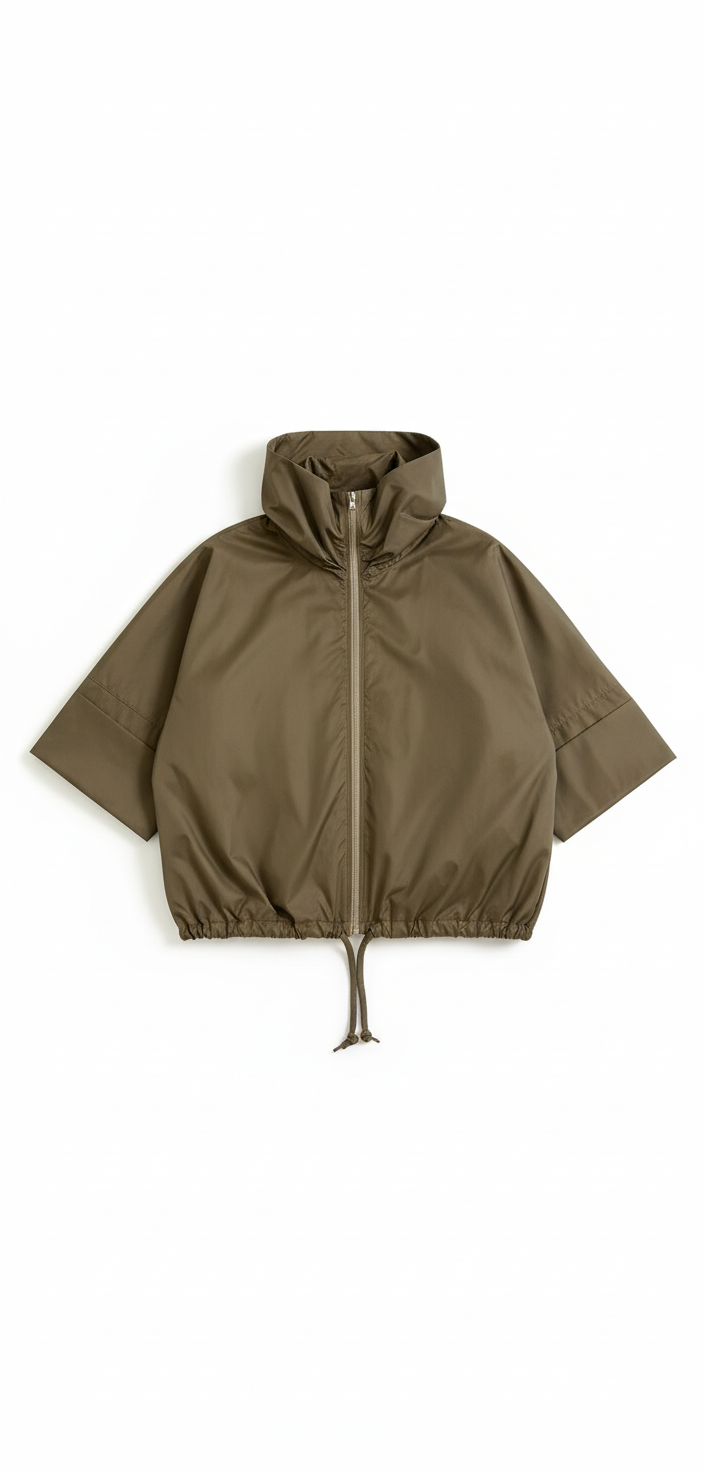 Coyote olive-tan jacket - taupe off-white zipper