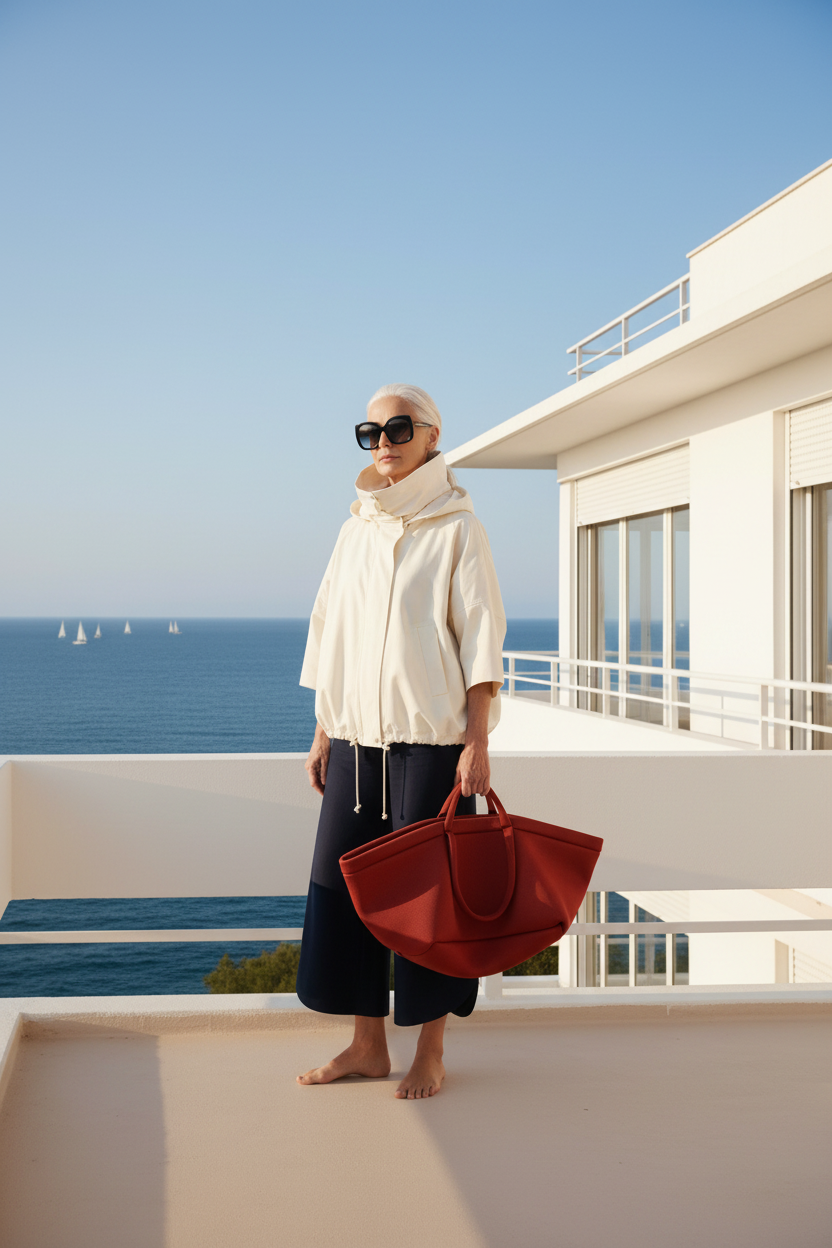 Ivory Navigation Jacket at Villa E-1027 inspired setting