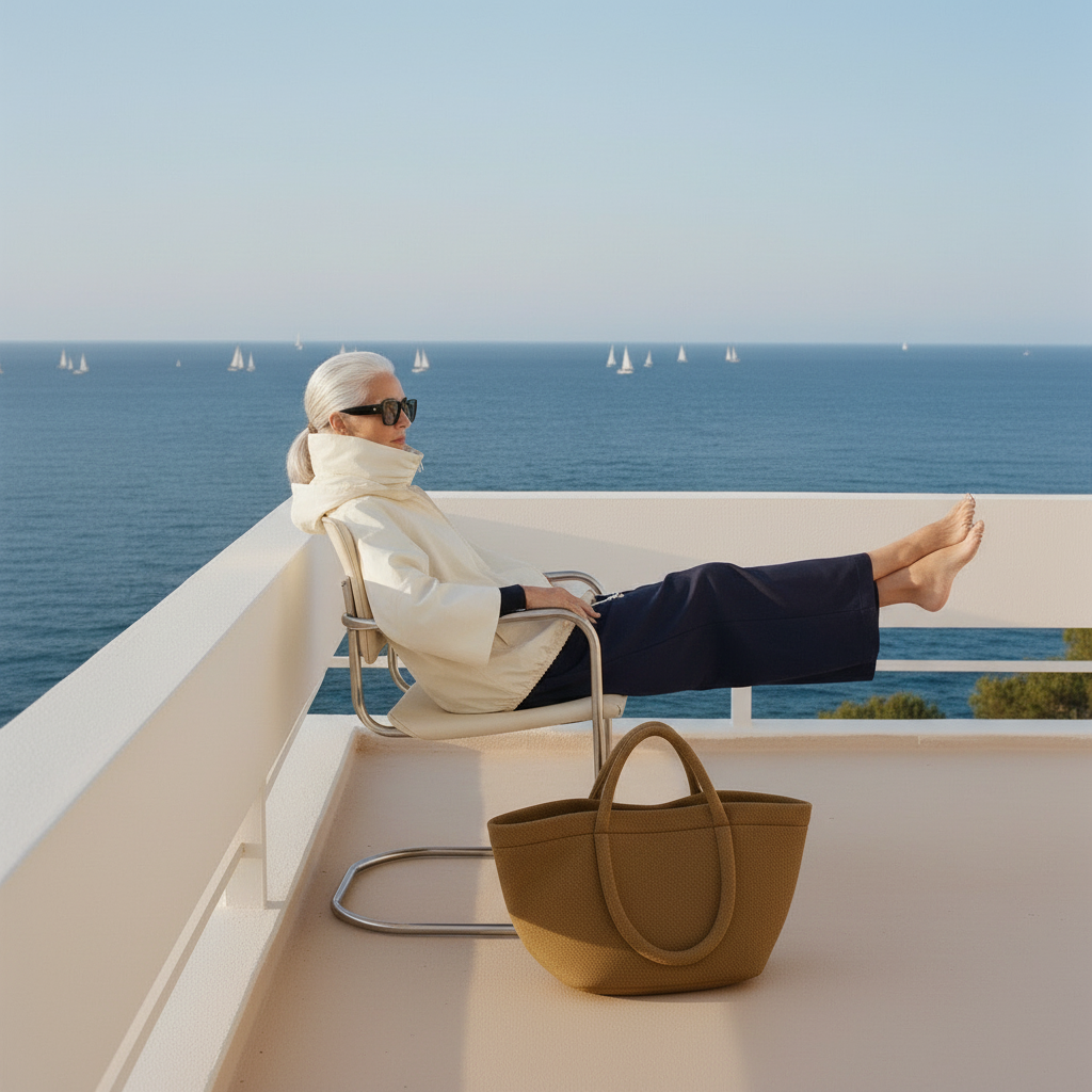 Medium Coyote AEKI Bag - Seated Terrace Editorial