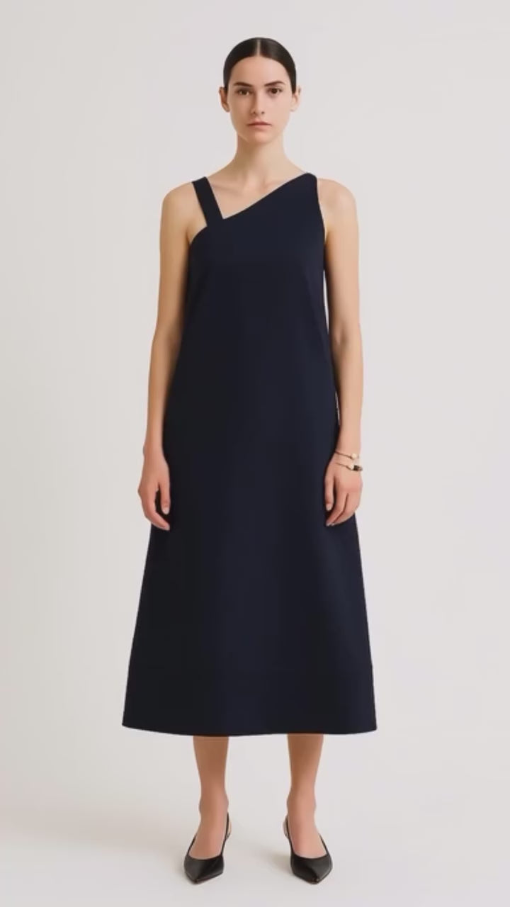 LONG SAIL DRESS IN SILK WOOL