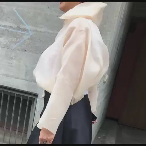 CROPPED NAVIGATION JACKET IN SILK ORGANZA