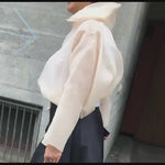 Load and play video in Gallery viewer, CROPPED NAVIGATION JACKET IN SILK ORGANZA

