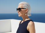 Load image into Gallery viewer, Super Moon Earring with Midnight Sail Dress - Slicked Short Bob
