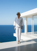 Load image into Gallery viewer, White Denim Judo Set Mediterranean Seascape
