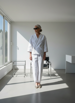 Load image into Gallery viewer, White Denim Judo Set with Gold Shoes
